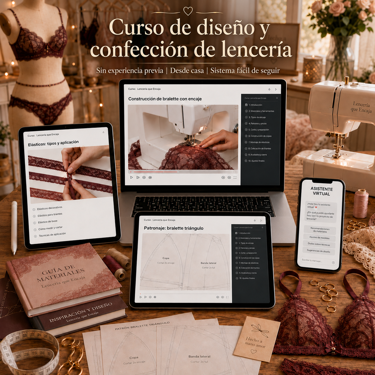 CURSO "LENCERÍA QUE ENCAJA" + 12 BONUS EXTRA DE REGALO 🎁 + ASISTENTE LÍA 🤖